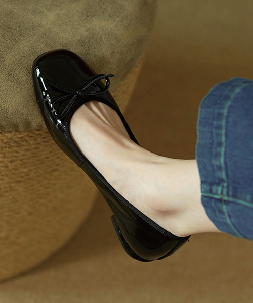 セール】＼リボンがカワイイ♪／パテント バレーシューズ (歩き