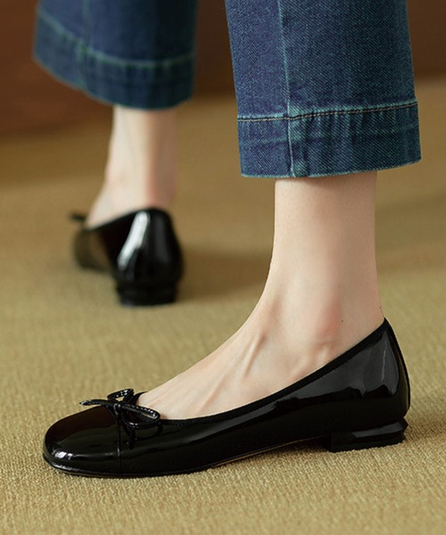 ADDITION STORE(アディションストア)の「\リボンがカワイイ♪/パテント バレーシューズ (歩きやすいフラットソール)(バレエシューズ・レディース・ブラック/レッド・23/23.5/24/24.5/25)」の9枚目の写真