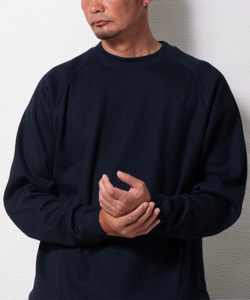 BAYBLO(ベイブロ)の「(SA) 裏起毛 ワッフル 長袖 Tシャツ(Tシャツ/カットソー・メンズ・アイボリー/ネイビー/ブラック/チャコールグレー/オリーブ・L/M/LL)」の1枚目の写真