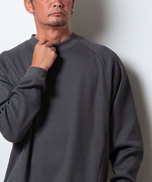 BAYBLO(ベイブロ)の「(SA) 裏起毛 ワッフル 長袖 Tシャツ(Tシャツ/カットソー・メンズ・アイボリー/ネイビー/ブラック/チャコールグレー/オリーブ・L/M/LL)」の4枚目の写真