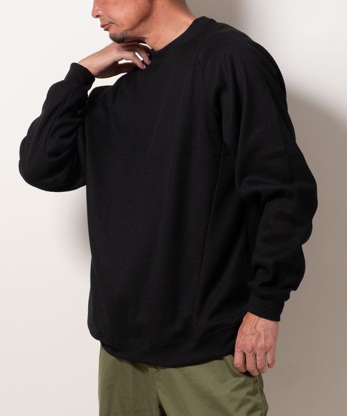 BAYBLO(ベイブロ)の「(SA) 裏起毛 ワッフル 長袖 Tシャツ(Tシャツ/カットソー・メンズ・アイボリー/ネイビー/ブラック/チャコールグレー/オリーブ・L/M/LL)」の9枚目の写真