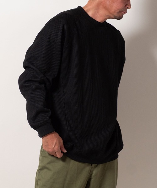 BAYBLO(ベイブロ)の「(SA) 裏起毛 ワッフル 長袖 Tシャツ(Tシャツ/カットソー・メンズ・アイボリー/ネイビー/ブラック/チャコールグレー/オリーブ・L/M/LL)」の10枚目の写真