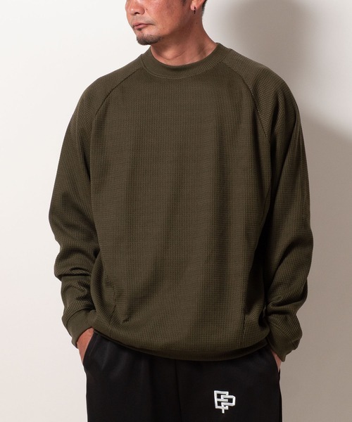 BAYBLO(ベイブロ)の「(SA) 裏起毛 ワッフル 長袖 Tシャツ(Tシャツ/カットソー・メンズ・アイボリー/ネイビー/ブラック/チャコールグレー/オリーブ・L/M/LL)」の13枚目の写真