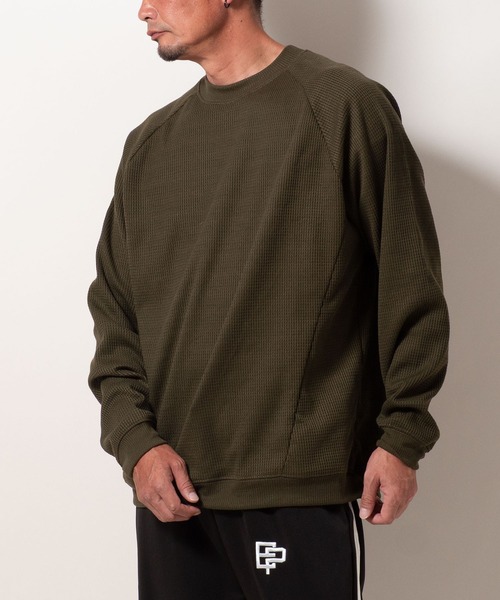 BAYBLO(ベイブロ)の「(SA) 裏起毛 ワッフル 長袖 Tシャツ(Tシャツ/カットソー・メンズ・アイボリー/ネイビー/ブラック/チャコールグレー/オリーブ・L/M/LL)」の14枚目の写真