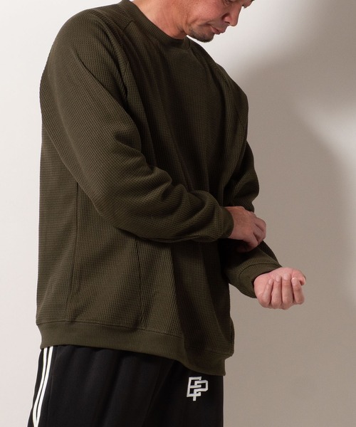BAYBLO(ベイブロ)の「(SA) 裏起毛 ワッフル 長袖 Tシャツ(Tシャツ/カットソー・メンズ・アイボリー/ネイビー/ブラック/チャコールグレー/オリーブ・L/M/LL)」の15枚目の写真