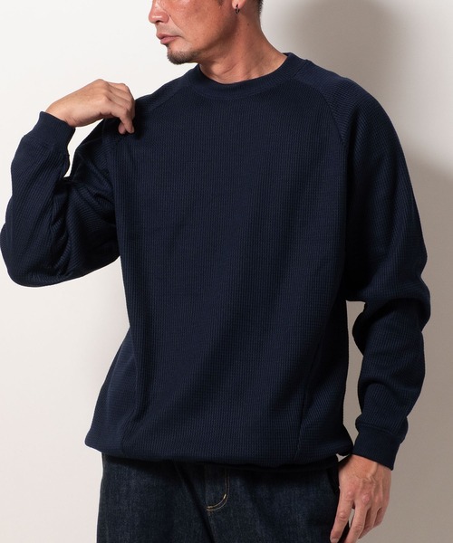 BAYBLO(ベイブロ)の「(SA) 裏起毛 ワッフル 長袖 Tシャツ(Tシャツ/カットソー・メンズ・アイボリー/ネイビー/ブラック/チャコールグレー/オリーブ・L/M/LL)」の18枚目の写真