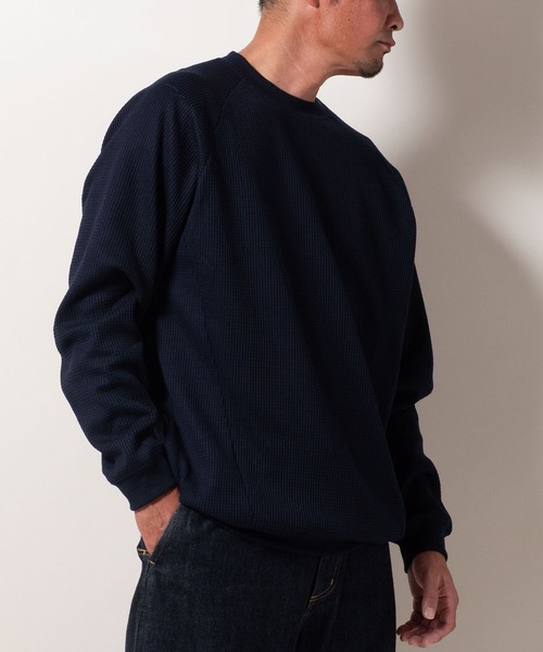 BAYBLO(ベイブロ)の「(SA) 裏起毛 ワッフル 長袖 Tシャツ(Tシャツ/カットソー・メンズ・アイボリー/ネイビー/ブラック/チャコールグレー/オリーブ・L/M/LL)」の20枚目の写真