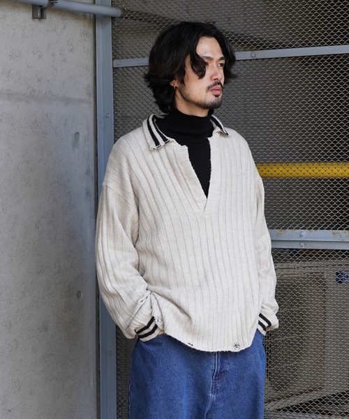 Aphlotus（アプロタス）の「オーバーサイズポロニット（ポロシャツ