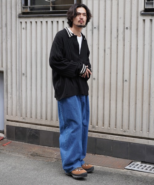 Aphlotus（アプロタス）の「オーバーサイズポロニット（ポロシャツ・メンズ・グレー/ブラック・MEDIUM/SMALL/LARGE）」の14枚目の写真