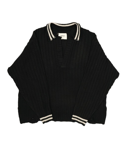 Aphlotus（アプロタス）の「オーバーサイズポロニット（ポロシャツ・メンズ・グレー/ブラック・MEDIUM/SMALL/LARGE）」の8枚目の写真