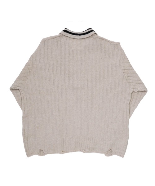 Aphlotus（アプロタス）の「オーバーサイズポロニット（ポロシャツ・メンズ・グレー/ブラック・MEDIUM/SMALL/LARGE）」の11枚目の写真