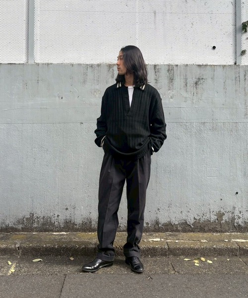 Aphlotus（アプロタス）の「オーバーサイズポロニット（ポロシャツ・メンズ・グレー/ブラック・MEDIUM/SMALL/LARGE）」の19枚目の写真