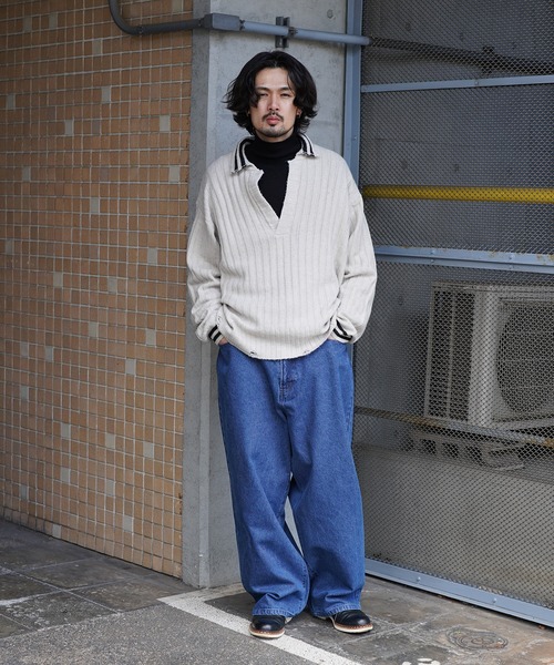 Aphlotus（アプロタス）の「オーバーサイズポロニット（ポロシャツ・メンズ・グレー/ブラック・MEDIUM/SMALL/LARGE）」の20枚目の写真