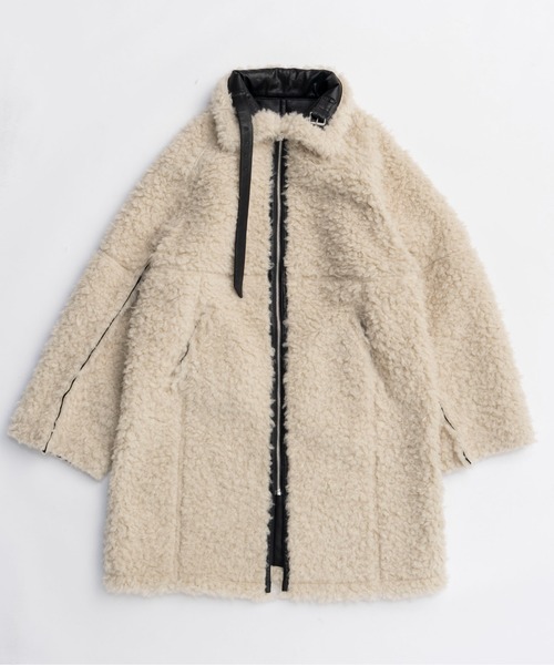 MAISON SPECIAL(メゾンスペシャル)の「Reversible Faux Mouton Coat / リバーシブルフェイクムートンコート(ムートンコート・レディース・カーキ/ブラック・FREE)」の16枚目の写真