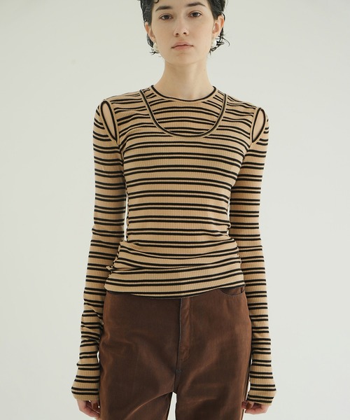 CLANE（クラネ）の「LAYERED SHOULDER CUT TOPS（Tシャツ/カットソー・レディース・ホワイト/ベージュ系その他/ブラック・1/2）」の11枚目の写真