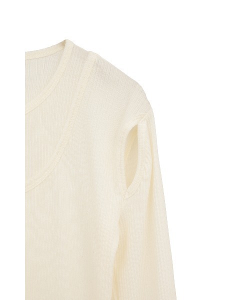 セール】LAYERED SHOULDER CUT TOPS（Tシャツ/カットソー）｜CLANE