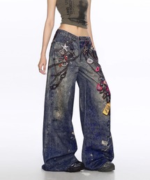 WESTSEA | チェーンプリント デニムライク ワイドパンツ(その他パンツ)