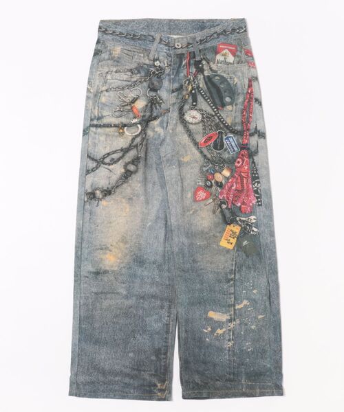 WESTSEA（ウエストシー）の「チェーンプリント デニムライク ワイドパンツ（その他パンツ・レディース・ブルー・M/L）」の11枚目の写真