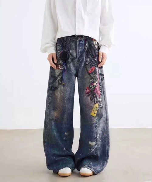 WESTSEA（ウエストシー）の「チェーンプリント デニムライク ワイドパンツ（その他パンツ・レディース・ブルー・M/L）」の7枚目の写真