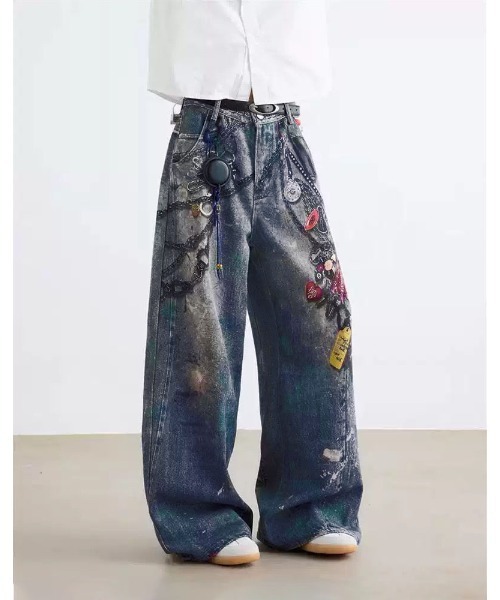 WESTSEA（ウエストシー）の「チェーンプリント デニムライク ワイドパンツ（その他パンツ・レディース・ブルー・M/L）」の9枚目の写真