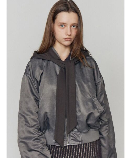 EMODA（エモダ）の「スカーフフーディナイロンブルゾン（ブルゾン・レディース・グレー/ブラック・FREE）」の12枚目の写真