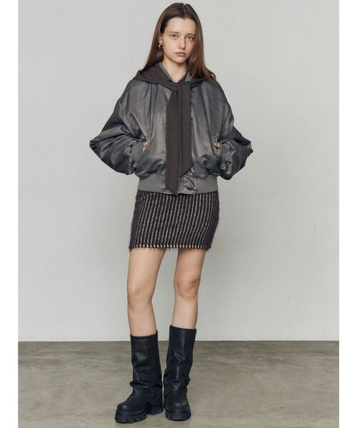 EMODA（エモダ）の「スカーフフーディナイロンブルゾン（ブルゾン・レディース・グレー/ブラック・FREE）」の13枚目の写真