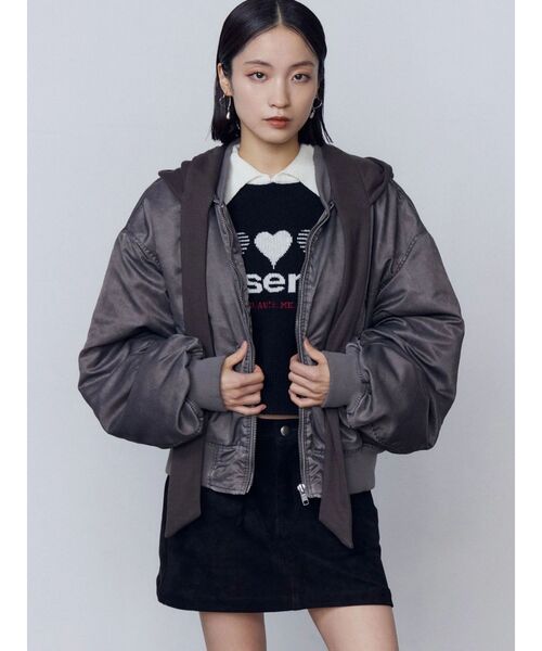 EMODA（エモダ）の「スカーフフーディナイロンブルゾン（ブルゾン・レディース・グレー/ブラック・FREE）」の22枚目の写真