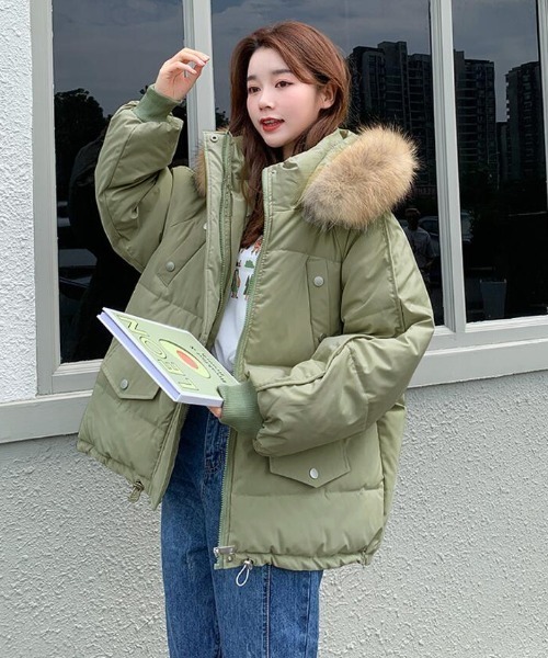 セール】ファーフード付きボリューム感あふれるダウンジャケット