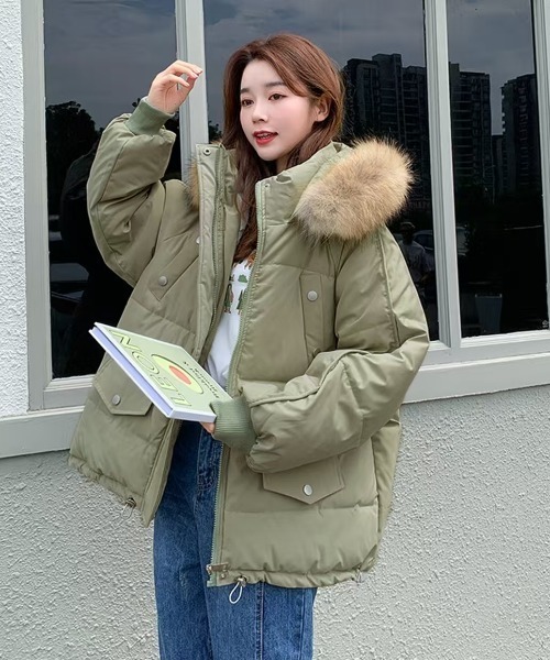 セール】ファーフード付きボリューム感あふれるダウンジャケット