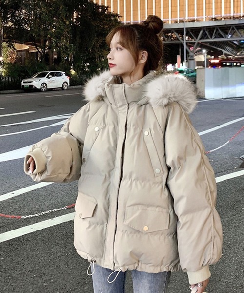 セール】ファーフード付きボリューム感あふれるダウンジャケット