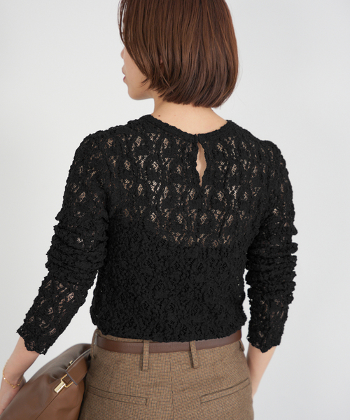 IENA（イエナ）の「《追加》Flowerストレッチレースプルオーバー（Tシャツ/カットソー・レディース・ブラック/グレー/アイボリー・FREE）」の11枚目の写真