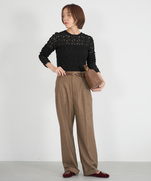 IENA（イエナ）の「《追加》Flowerストレッチレースプルオーバー（Tシャツ/カットソー・レディース・ブラック/グレー/アイボリー・FREE）」の13枚目の写真