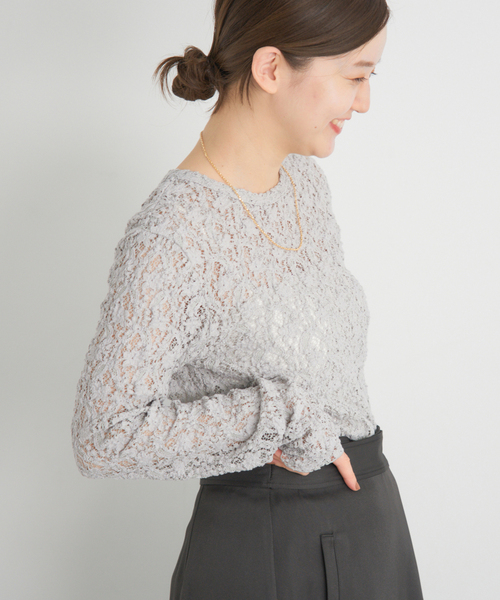 IENA（イエナ）の「《追加》Flowerストレッチレースプルオーバー（Tシャツ/カットソー・レディース・ブラック/グレー/アイボリー・FREE）」の18枚目の写真