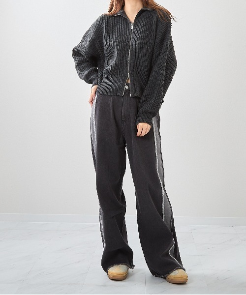 ピトレティカ セール】□畦編みハイネックZIPカーディガン□（カーディガン/ボレロ