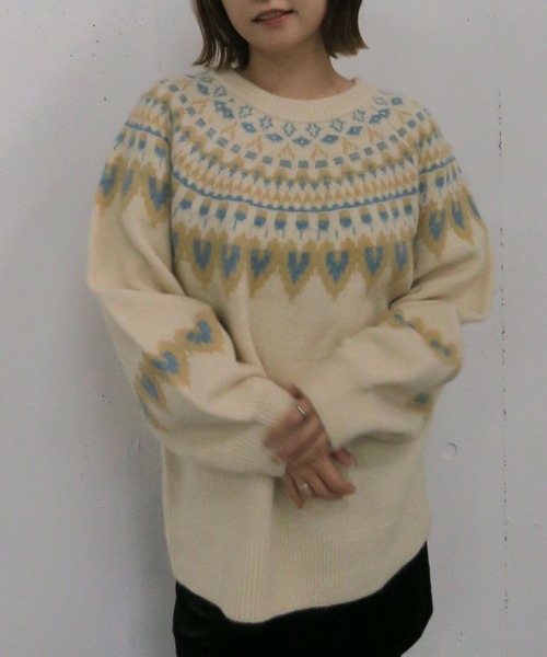 セール】ハートミックスノルディックニットプルオーバー（ニット