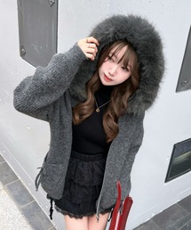 フード ニット」に該当するカーディガン/ボレロファッション通販