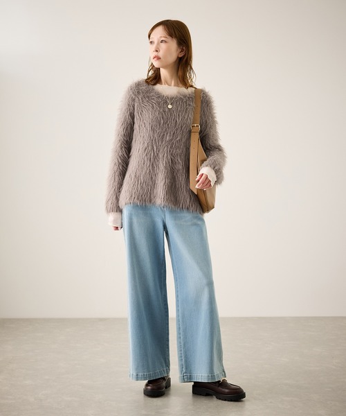 ROPE' PICNIC（ロペピクニック）の「フェザーVネックニット（ニット/セーター・レディース・キナリ/ブラウン系その他2/サックスブルー/チャコールグレー・FREE）」の17枚目の写真