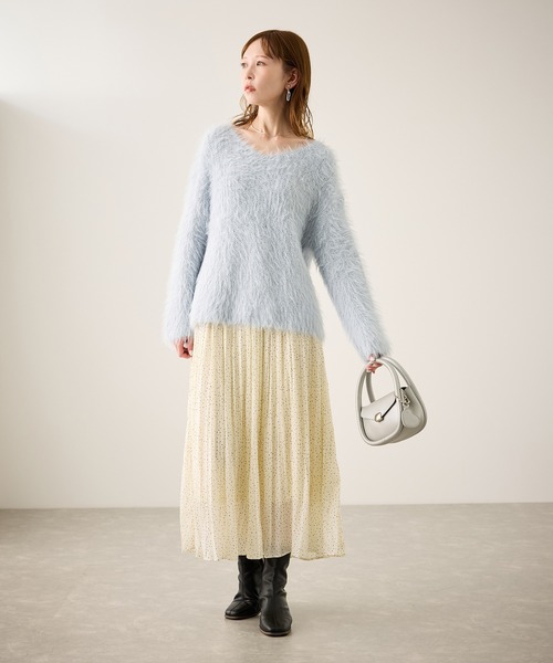 ROPE' PICNIC（ロペピクニック）の「フェザーVネックニット（ニット/セーター・レディース・キナリ/ブラウン系その他2/サックスブルー/チャコールグレー・FREE）」の21枚目の写真