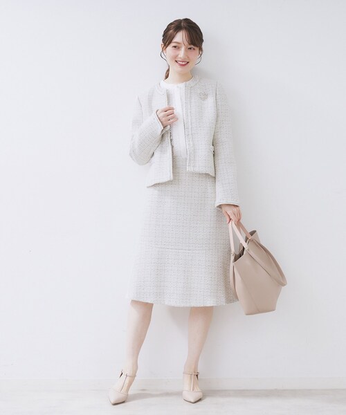 index（インデックス）の「≪通勤・セレモニー/セットアップ対応≫フレアツイードスカート【洗濯機OK】（スカート・レディース・ブラック系4/ホワイト系7/ネイビー・42/40/38/36）」の9枚目の写真