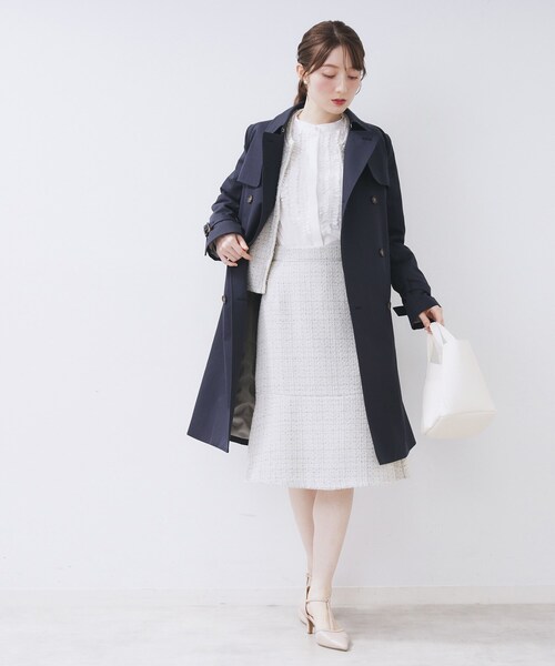 index（インデックス）の「≪通勤・セレモニー/セットアップ対応≫フレアツイードスカート【洗濯機OK】（スカート・レディース・ブラック系4/ホワイト系7/ネイビー・42/40/38/36）」の10枚目の写真