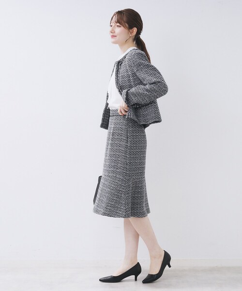 index（インデックス）の「≪通勤・セレモニー/セットアップ対応≫フレアツイードスカート【洗濯機OK】（スカート・レディース・ブラック系4/ホワイト系7/ネイビー・42/40/38/36）」の16枚目の写真