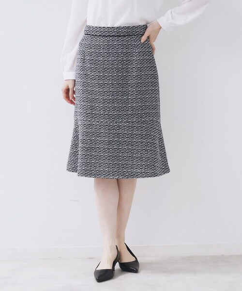 index（インデックス）の「≪通勤・セレモニー/セットアップ対応≫フレアツイードスカート【洗濯機OK】（スカート・レディース・ブラック系4/ホワイト系7/ネイビー・42/40/38/36）」の19枚目の写真