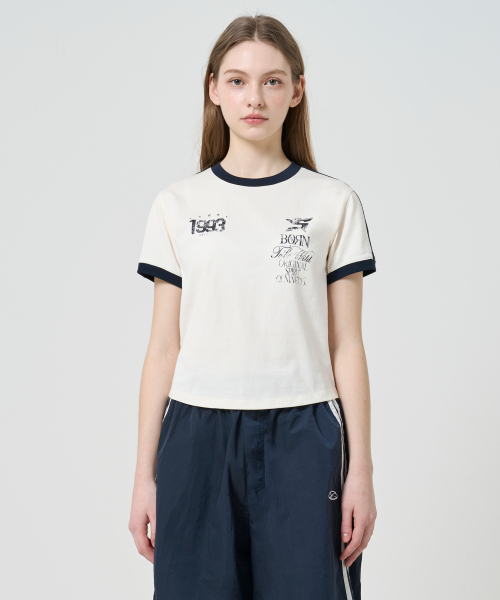 1993STUDIO(1993スタジオ)の「93トラッククロップリンガーティーシャツ_アイボリー(Tシャツ/カットソー・レディース・その他・FREE)」の2枚目の写真