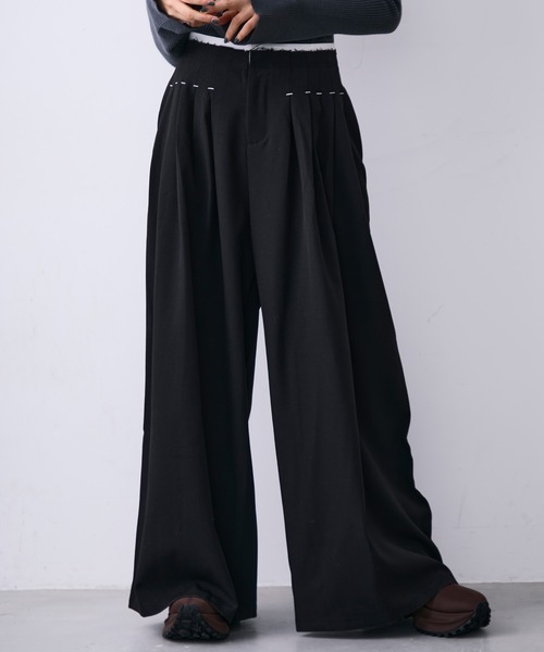 MONOe(モノエ)の「プリーツタックワイドスラックスパンツ(スラックス・レディース・ブラック/グレー・S/M/L)」の11枚目の写真