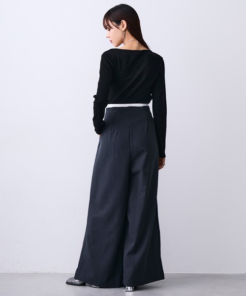 MONOe(モノエ)の「プリーツタックワイドスラックスパンツ(スラックス・レディース・ブラック/グレー・S/M/L)」の10枚目の写真