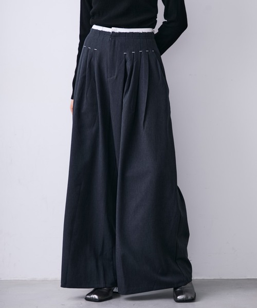 MONOe(モノエ)の「プリーツタックワイドスラックスパンツ(スラックス・レディース・ブラック/グレー・S/M/L)」の3枚目の写真