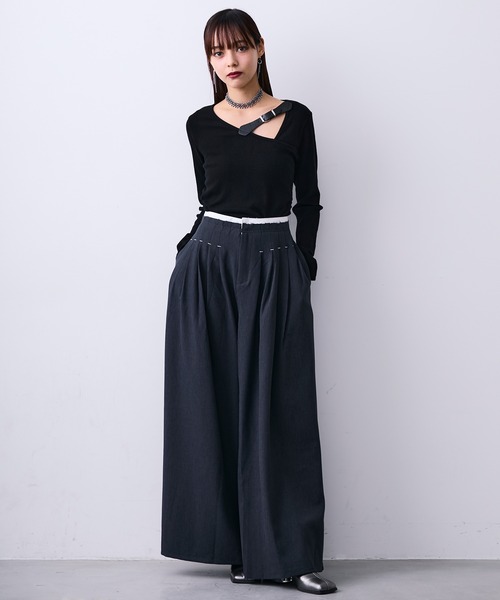 MONOe(モノエ)の「プリーツタックワイドスラックスパンツ(スラックス・レディース・ブラック/グレー・S/M/L)」の9枚目の写真