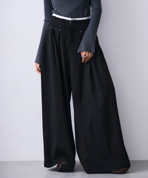 MONOe(モノエ)の「プリーツタックワイドスラックスパンツ(スラックス・レディース・ブラック/グレー・S/M/L)」の22枚目の写真