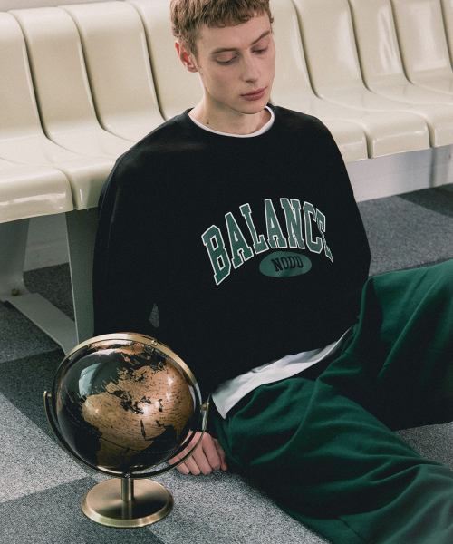 NODU（ノードユー）の「バランスレタリングマンツーマンTシャツ[ブラック]（スウェット・メンズ・その他・MEDIUM/LARGE）」の3枚目の写真