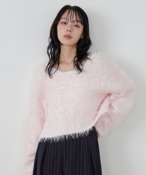 セール】フェザーVネックニットプルオーバー（ニット/セーター）｜LIAN